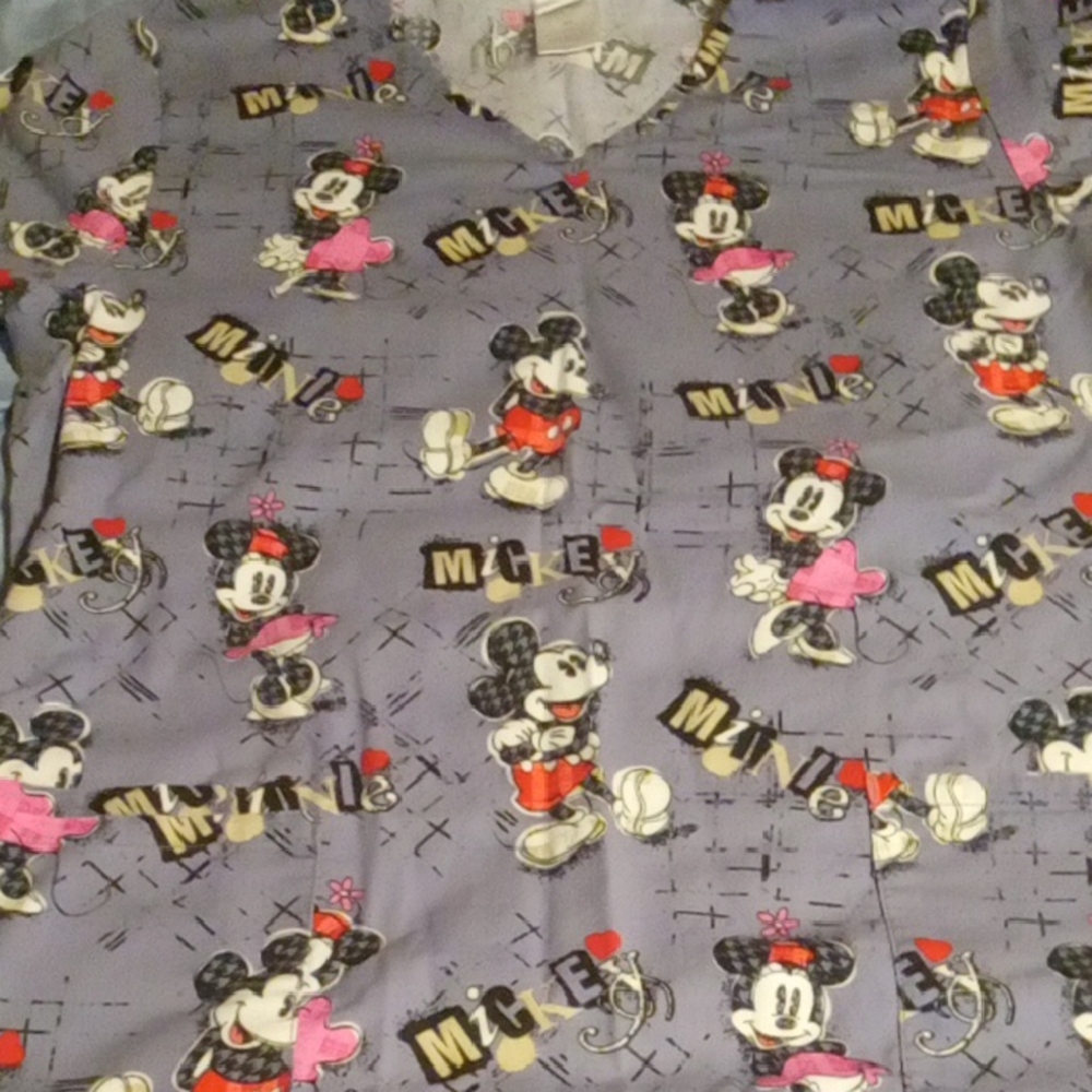 Disney Minnie & Mickey Printed Women’s Top - Gray with Pink Accents